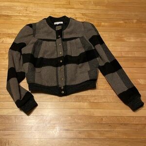 Corey Lynn Calter Black and Brown Wool Blend Cropped Jacket Size 6